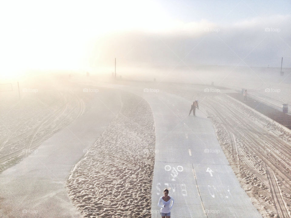beach morning sand fog by berry