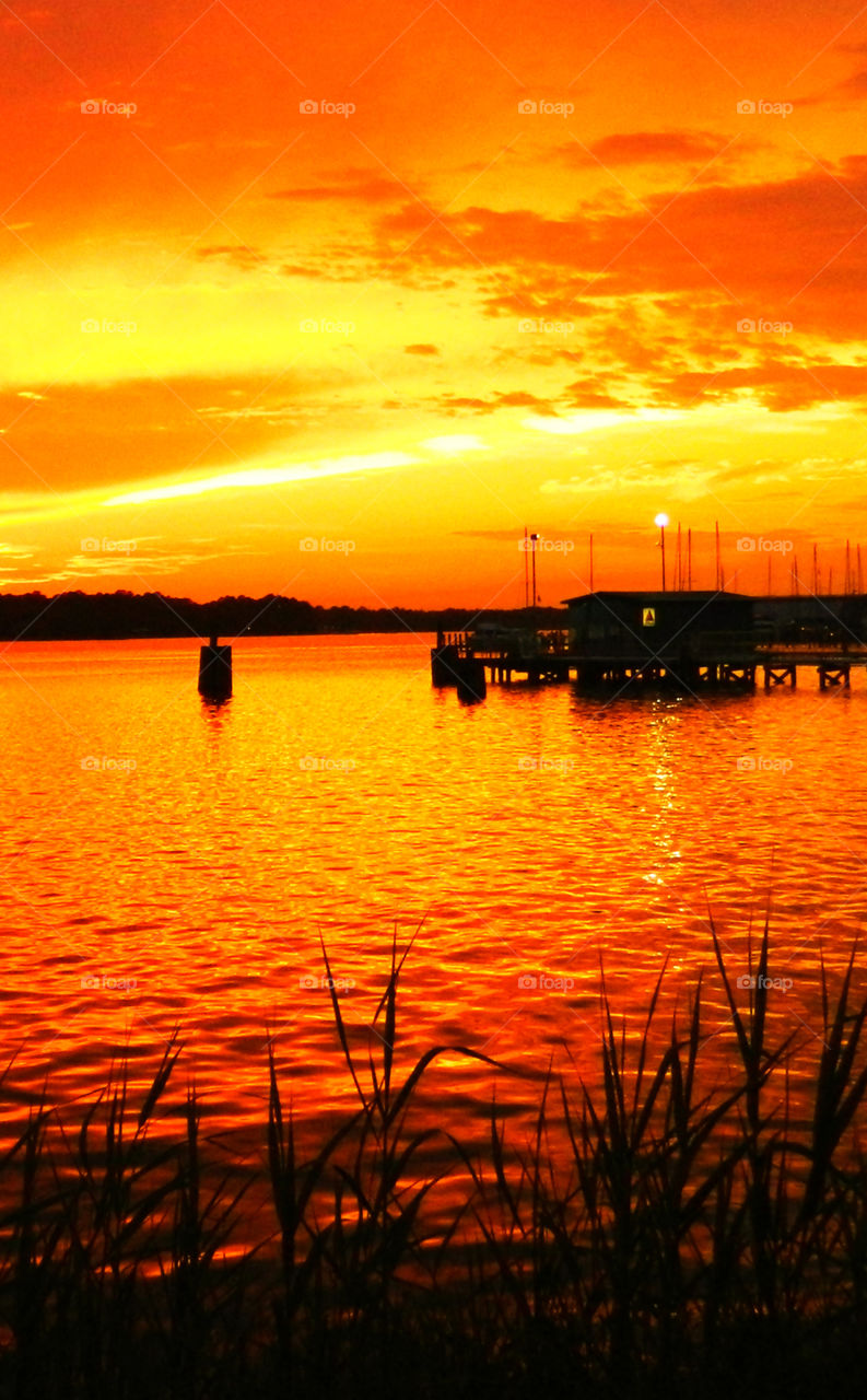 Super sunset over the marina!
Brilliant,colorful,amazing sunset casting a shimmering shadow over the bayou!