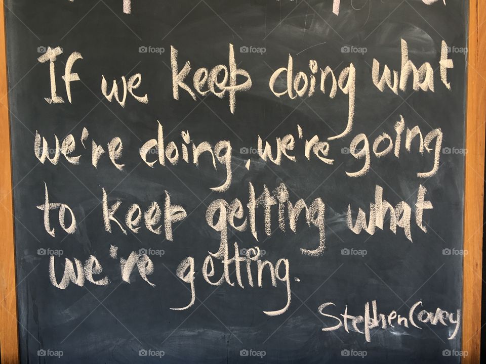 Motivational quote handwritten on a chalkboard. Famous words. 