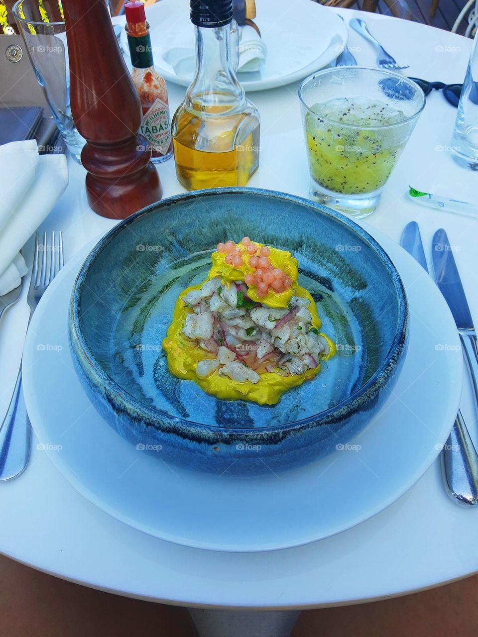 Ceviche with guacamole