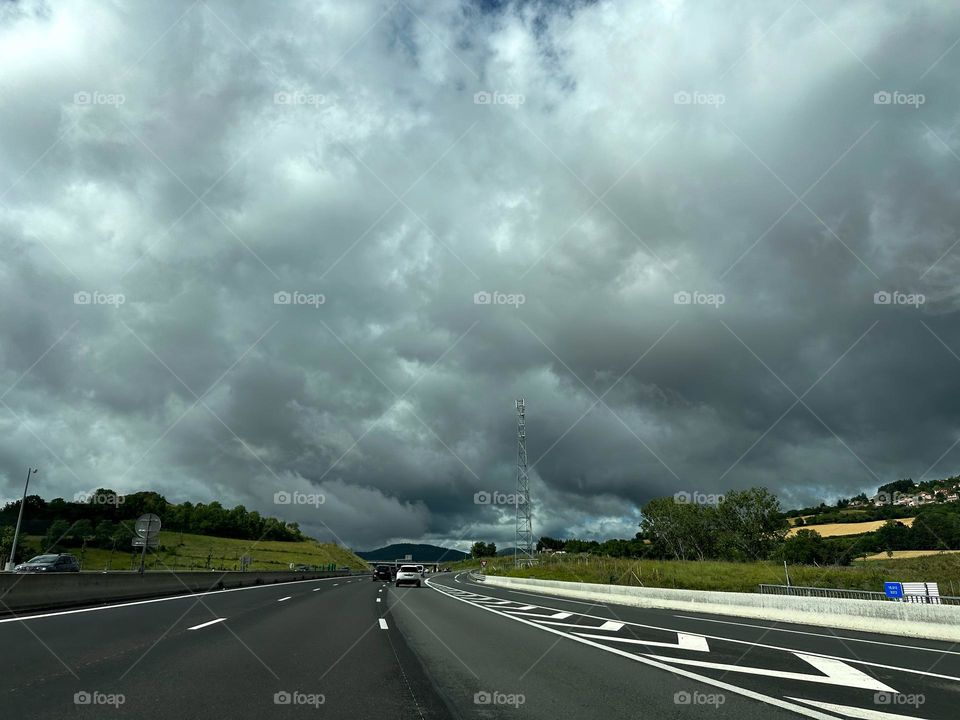 Stormy clouds during roadtrip.