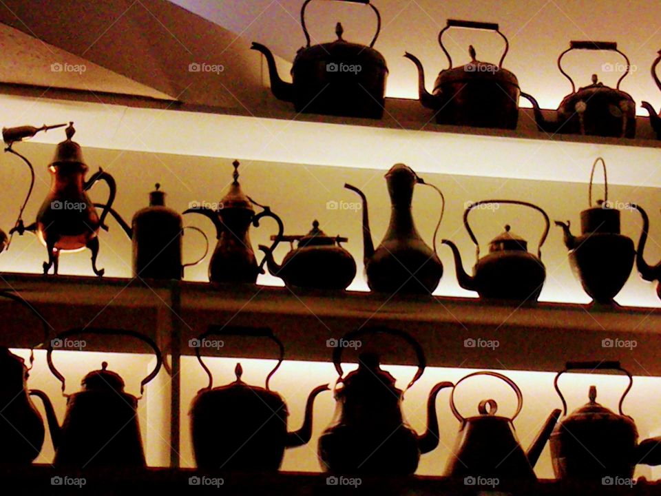 Collection of old teapots