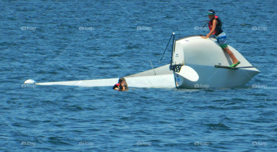 Early Summertime Swimming! Young sailors try to find their sea legs in the vast open waters!