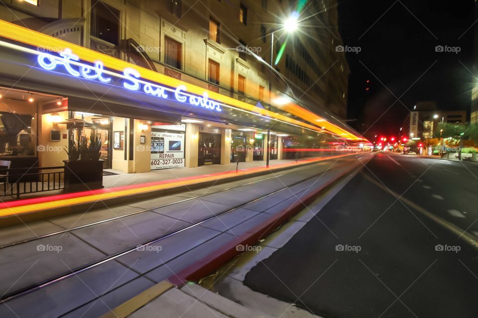 Light Rail passing by in Downtown Phoenix