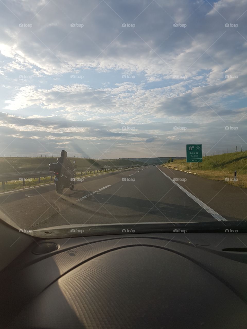 motorist on a higway, photographed in motion