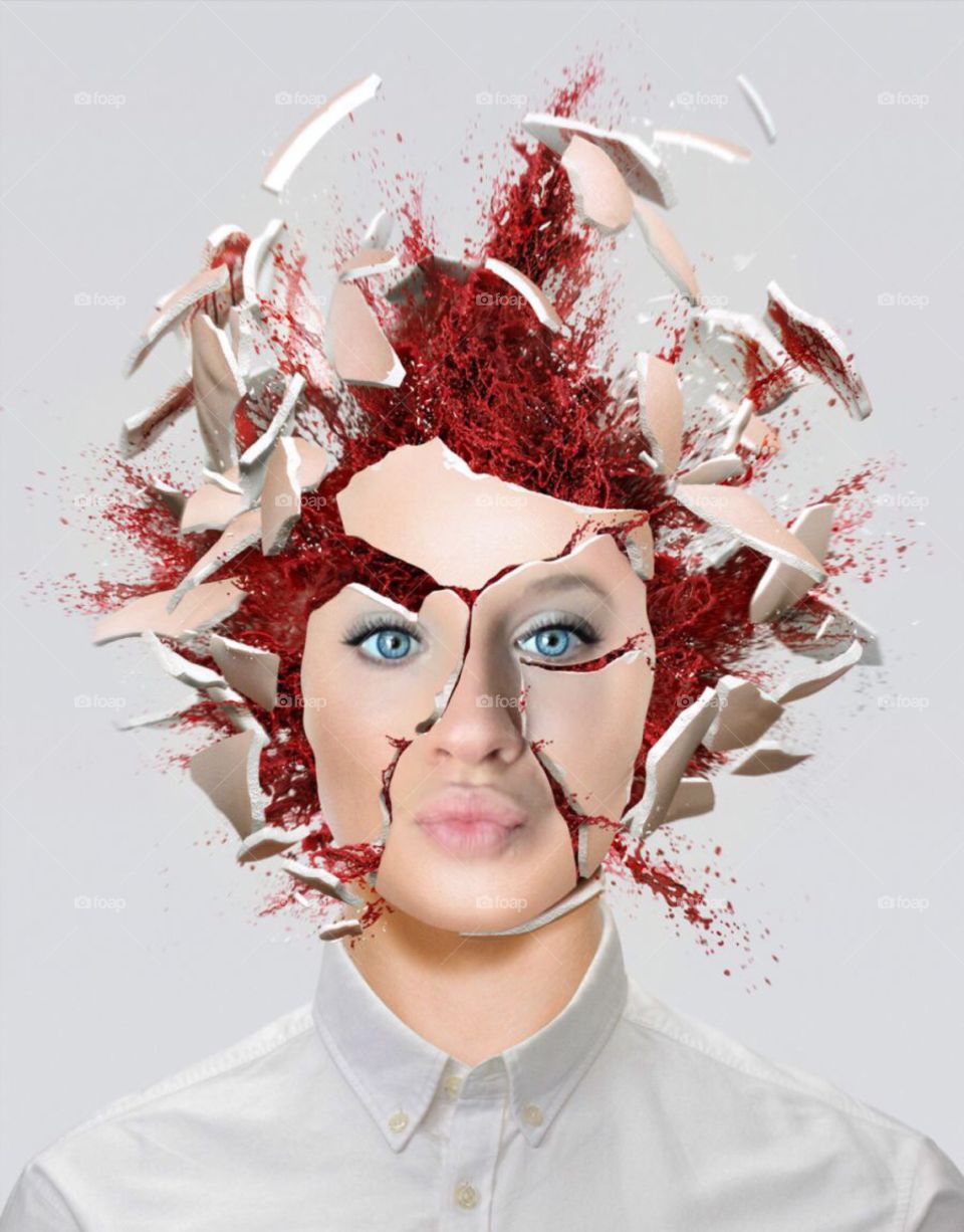 Explosion , face. Head, photoshop , art