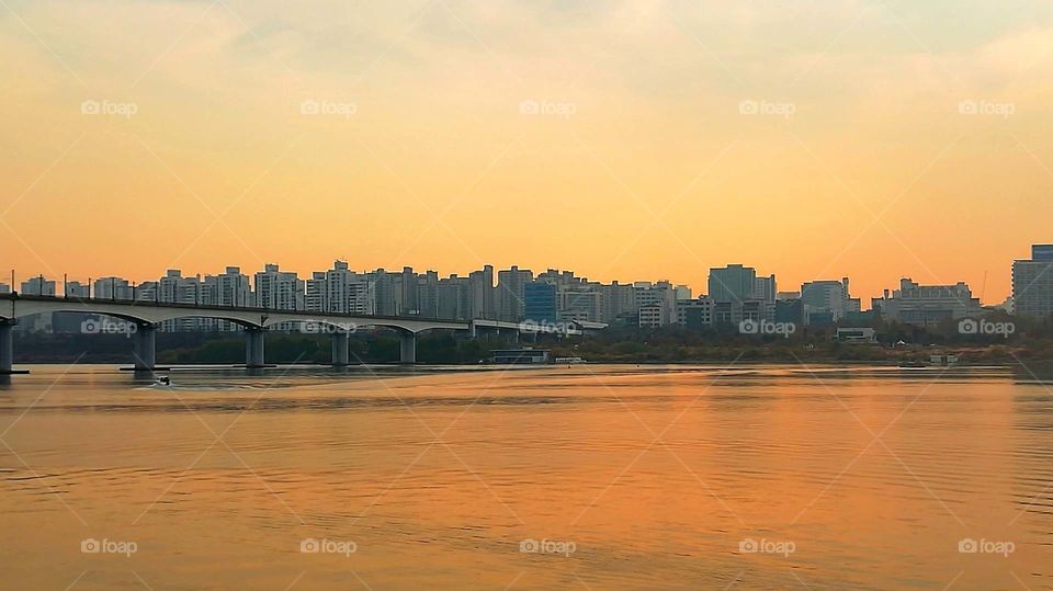 Sunset on the river, Seoul, South Korea