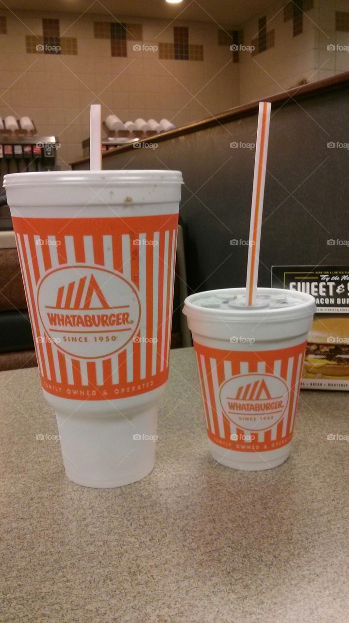 whataburger cups. Biggest and smallest cups at Whataburger.