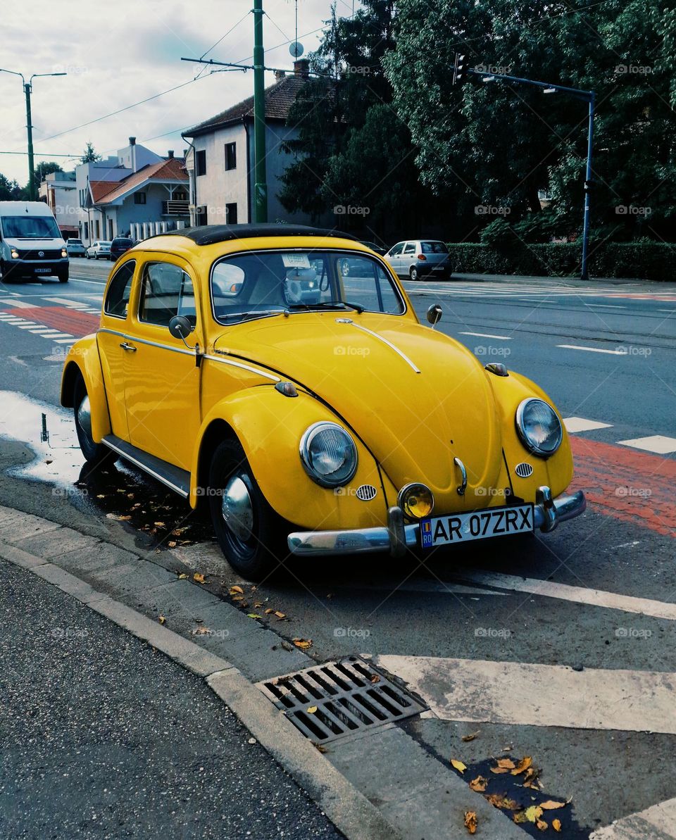 yellow old car