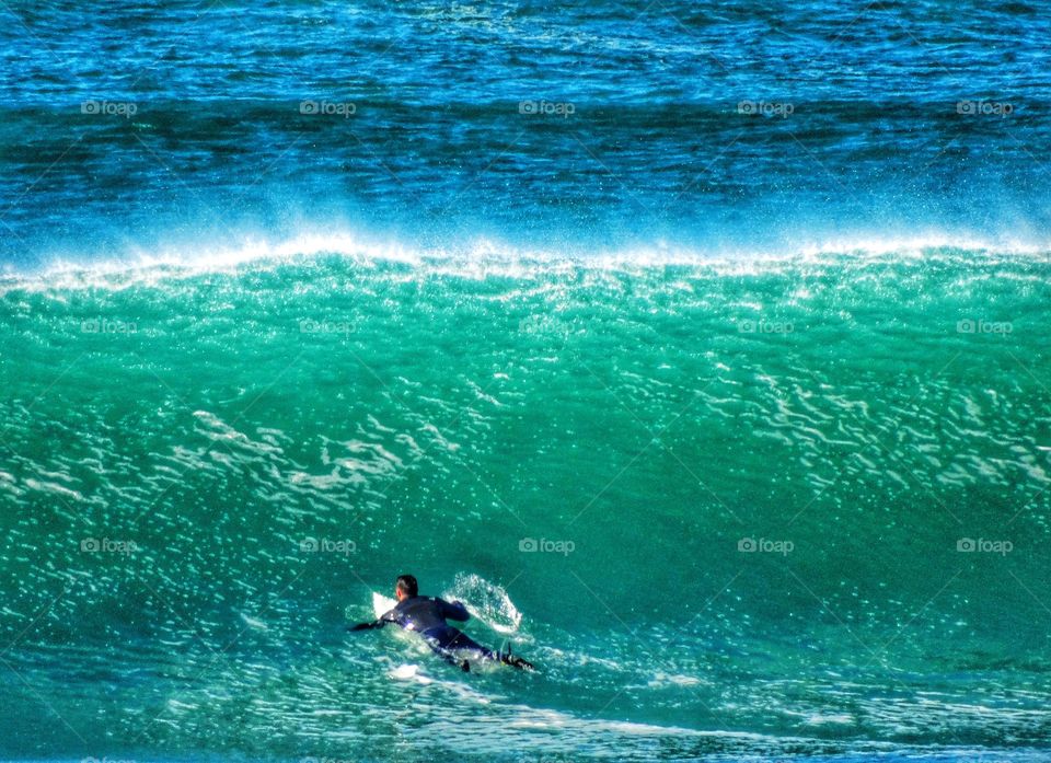 Catching a monster wave in Pacifica, California