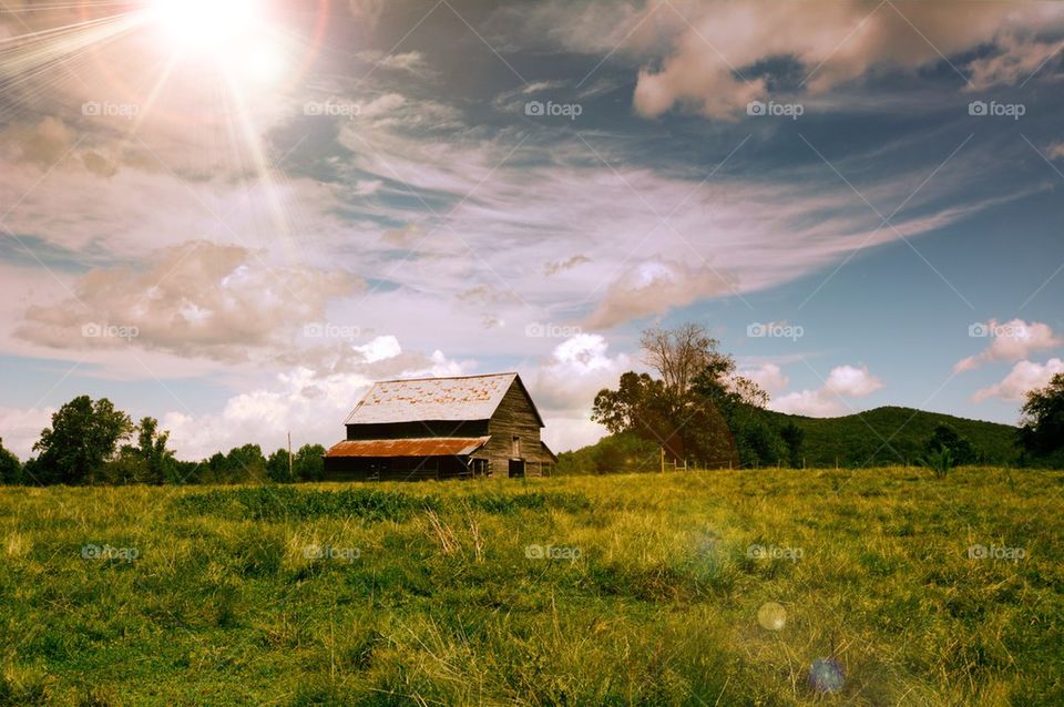 Old wooden house near mountains