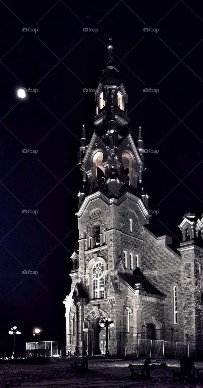 Church and a moon