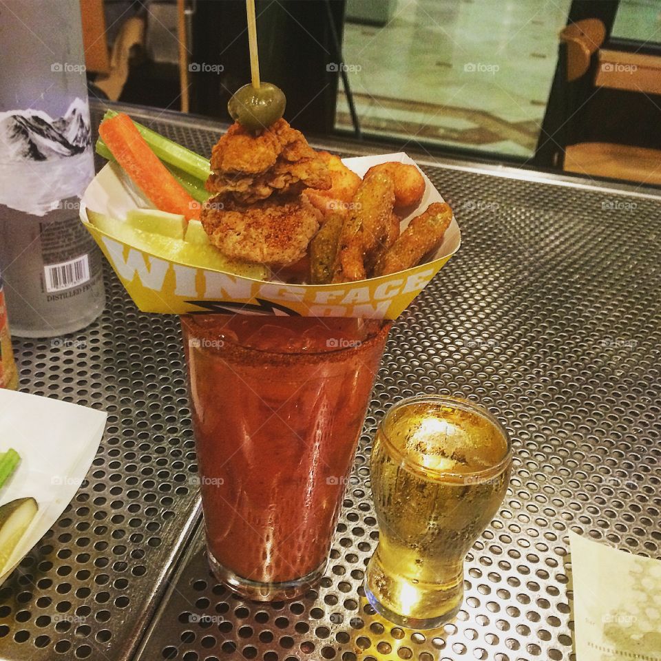 Gridiron Bloody Mary with beer chaser