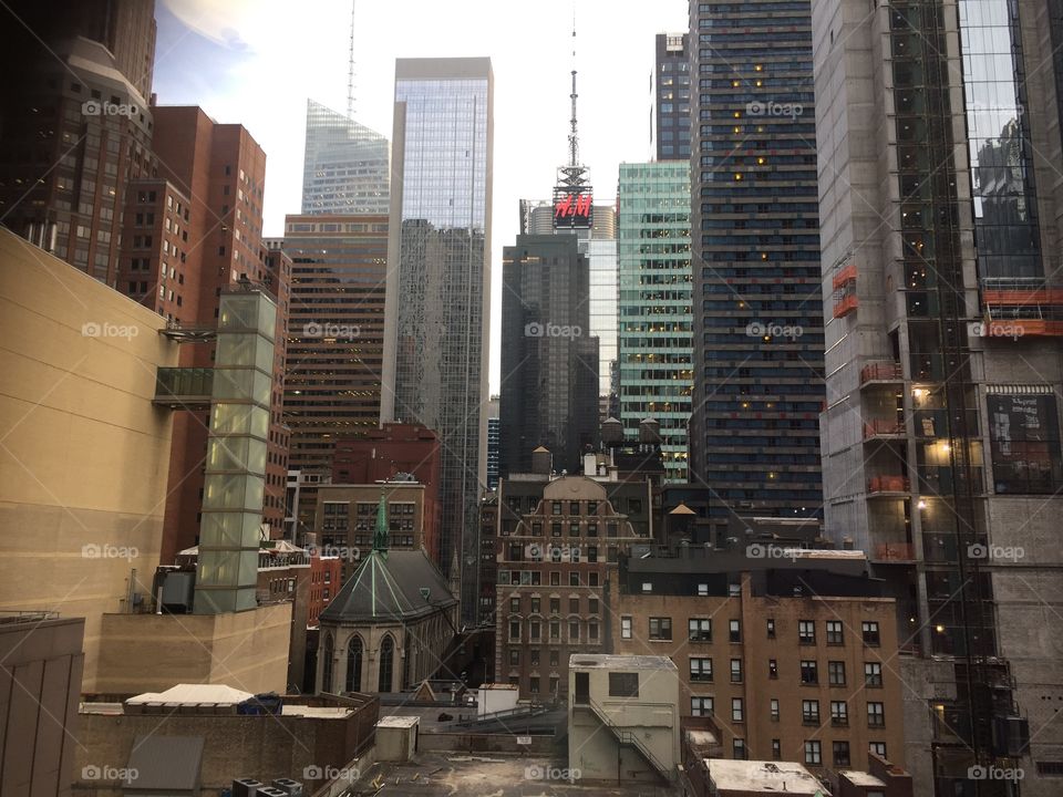 A cityscape view from a hotel in New York