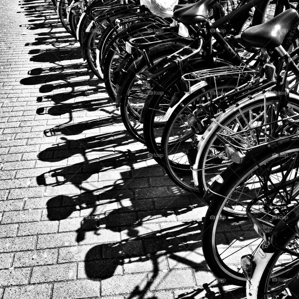 Parked bikes in Amsterdam, the Netherlands 