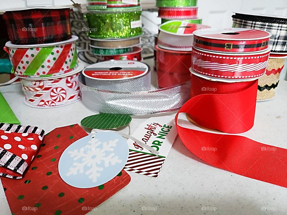 Christmas ribbon for gift wrapping