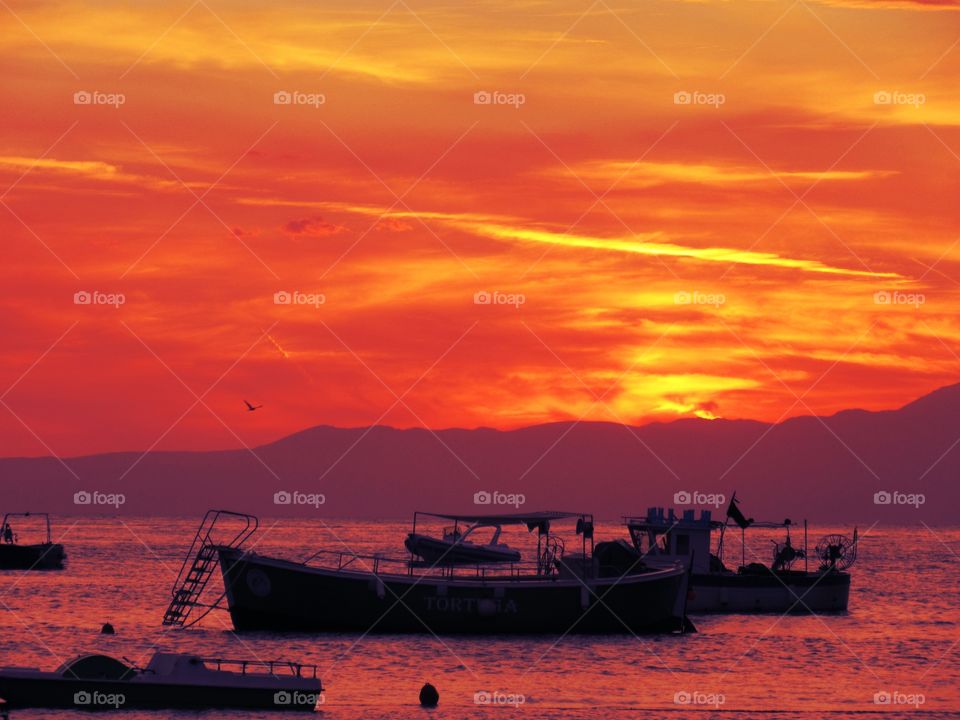 Sunset over Praia ( Italy ).