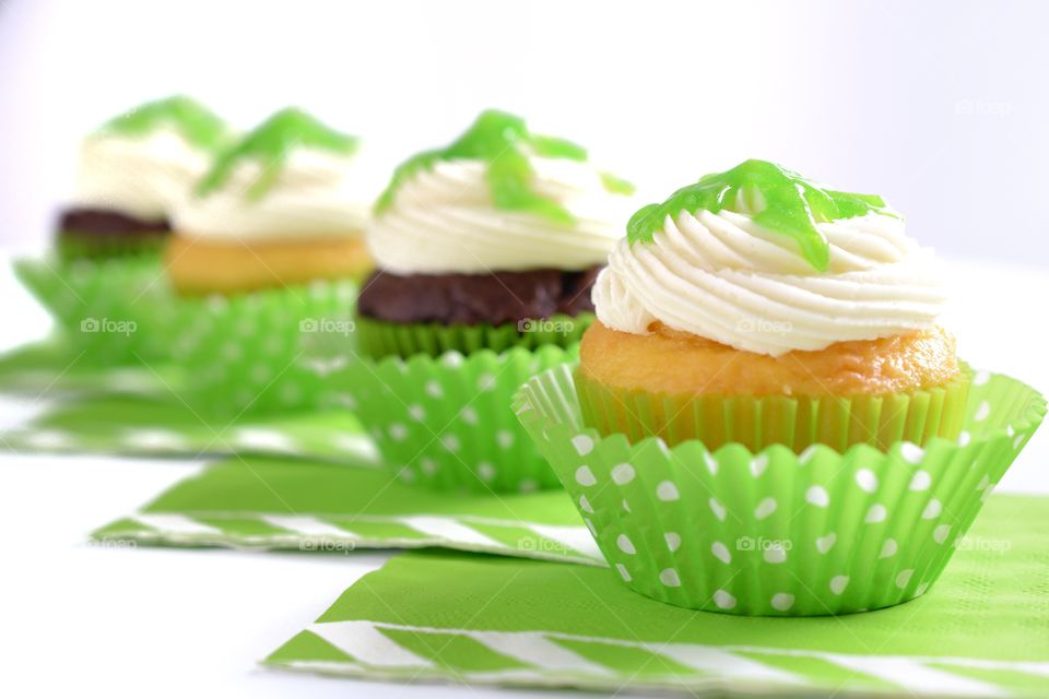 Four Green "Slime" Cupcakes 