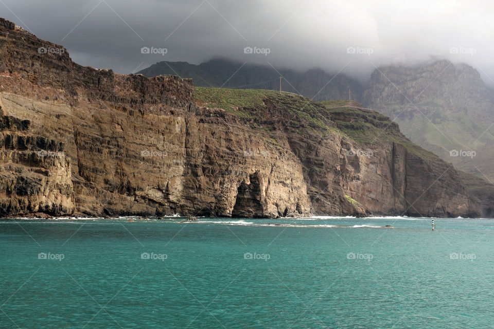 Rock formation Dedo de Dios (God's Fingers) Gran Canaria
