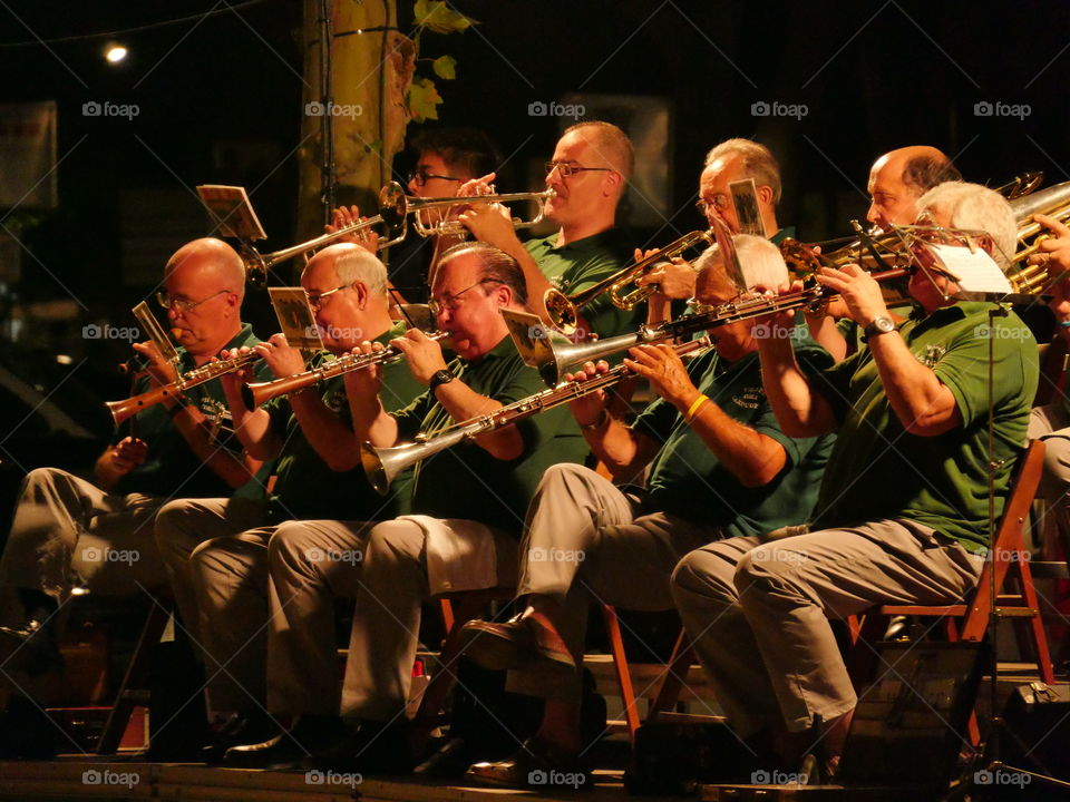 Senior musician playing trumpet