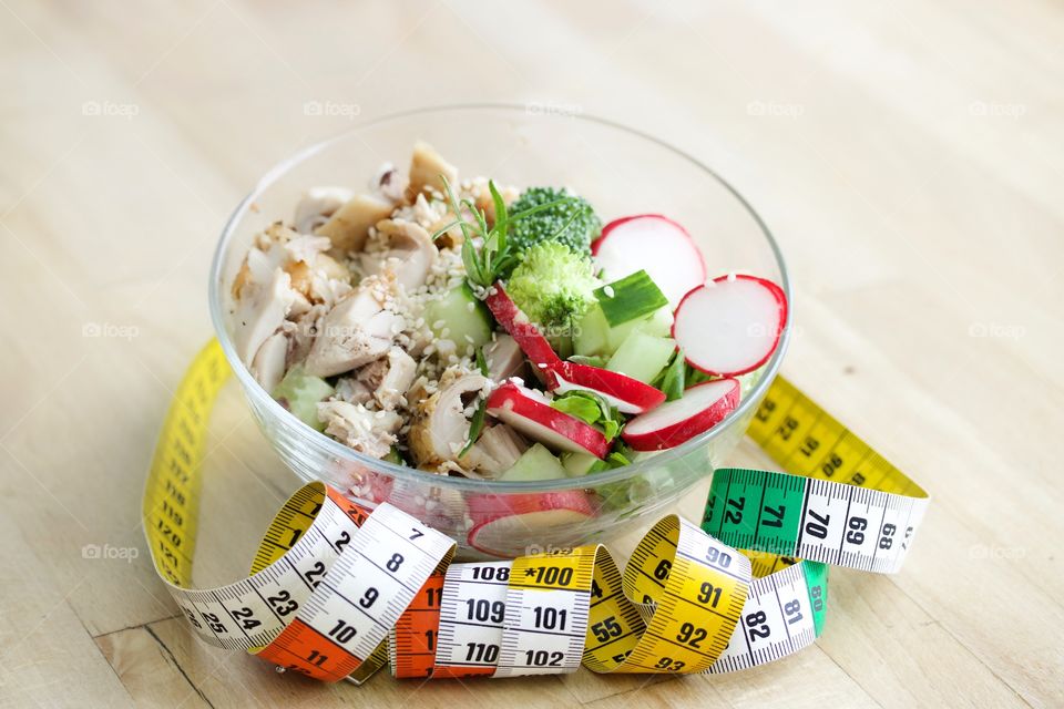 Salad, health plate with mixed vegetables