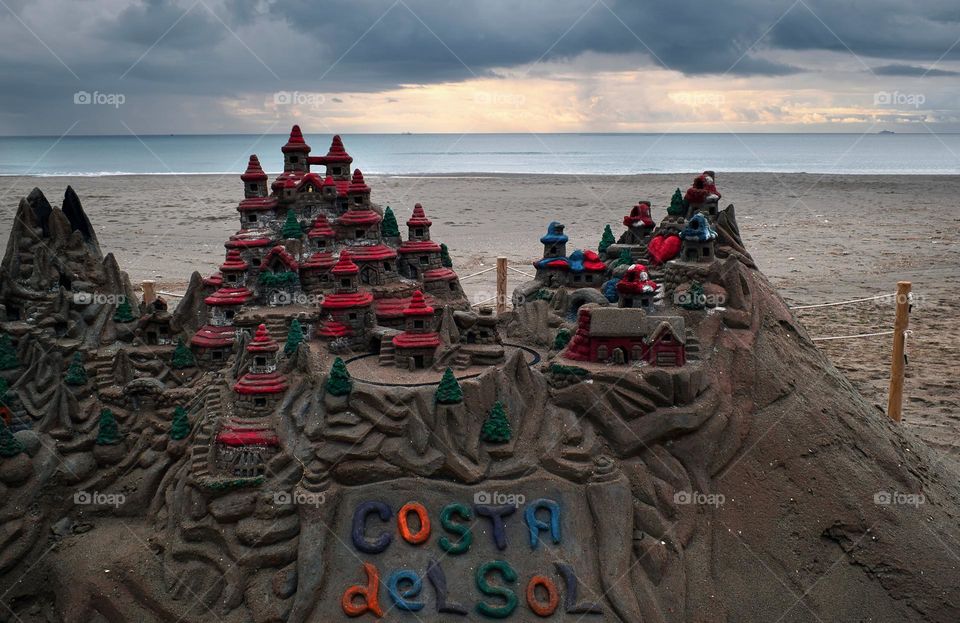 Sand sculpture on the beach at Banalmadena, Malaga, Spain