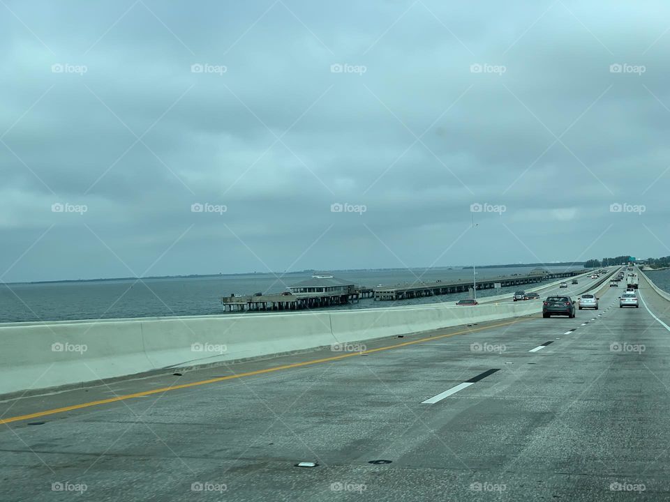 Commuting on the highway.