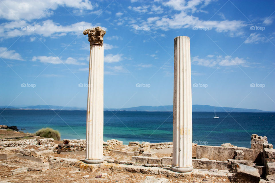 Architectural column at beach