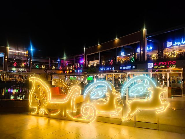 Christmas Festival at Egypt.  lights and lightening deers at malls between coffee shops .