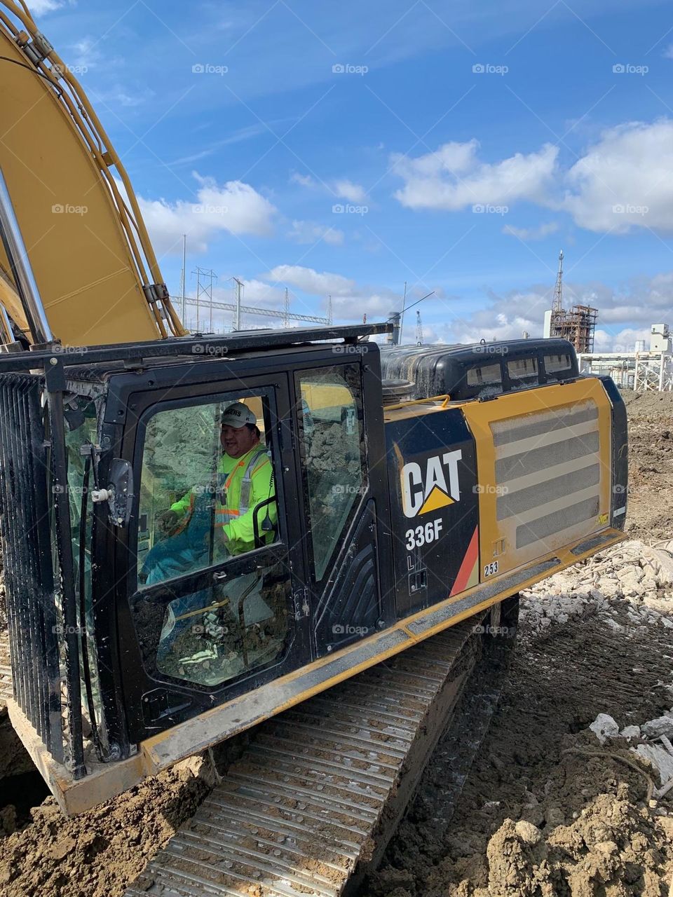 Showing off his work whip 