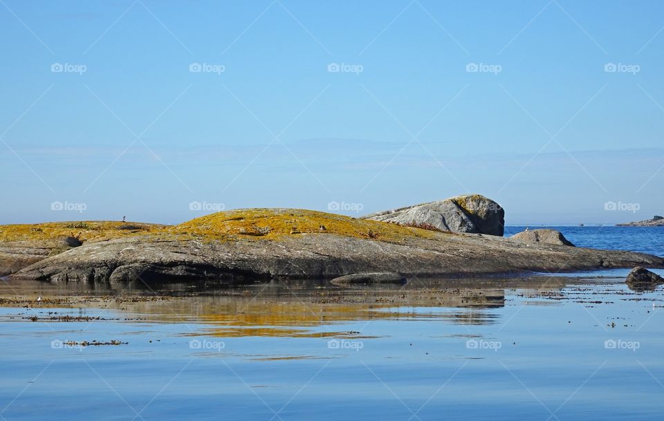 Idyllic sea and rocks at sweden