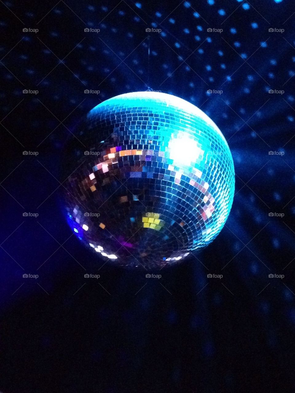Blue disco ball at Vegas nightclub
