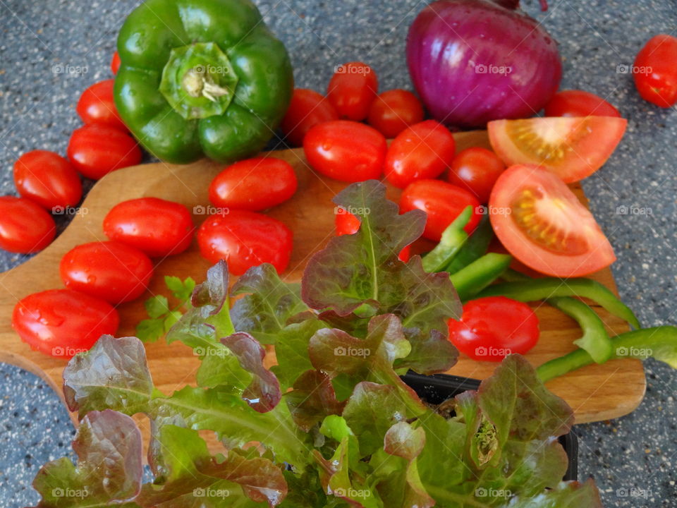 Overhead view of organic vegtable