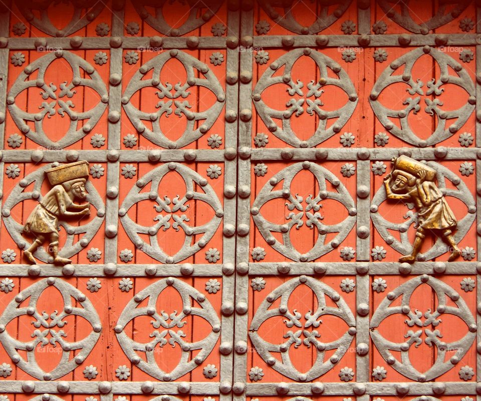 Doors of Basilica Santa Maria del Mar in Barcelona, Spain