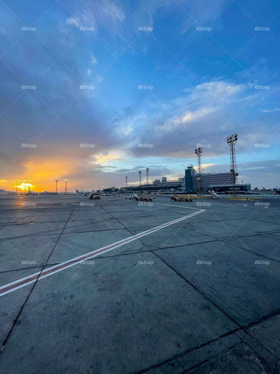 The tarmac of Cairo International Airport at Sunrise, on Christmas Day. 