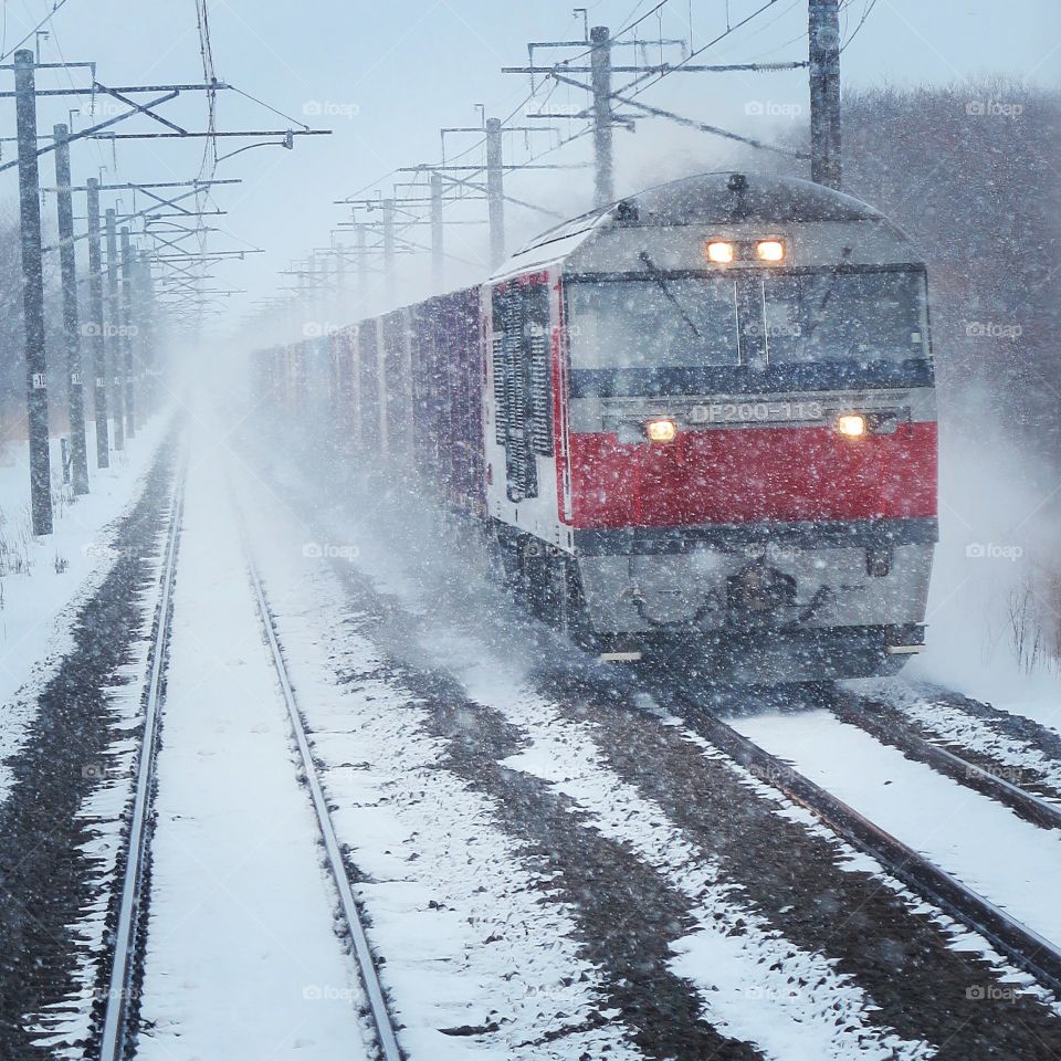 Bullet Train thru Snowy Rain
