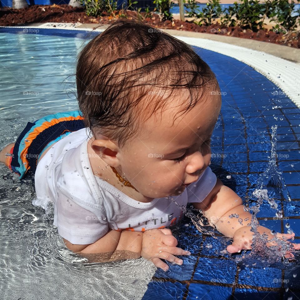 Infant learning to swim