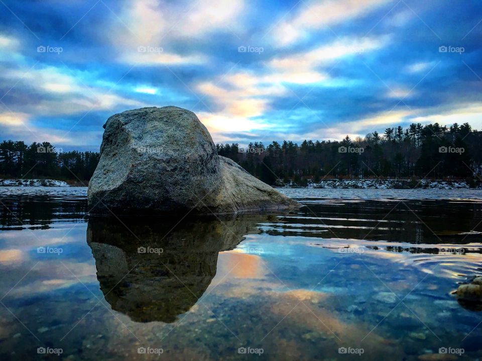 Boulder on lake