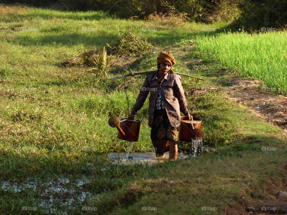 Fetching water in Laos