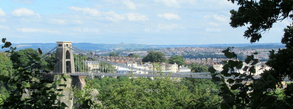 Clifton suspension bridge with Bristol skyline