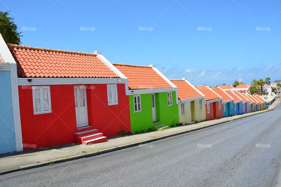 Colorful houses in the Caribbean