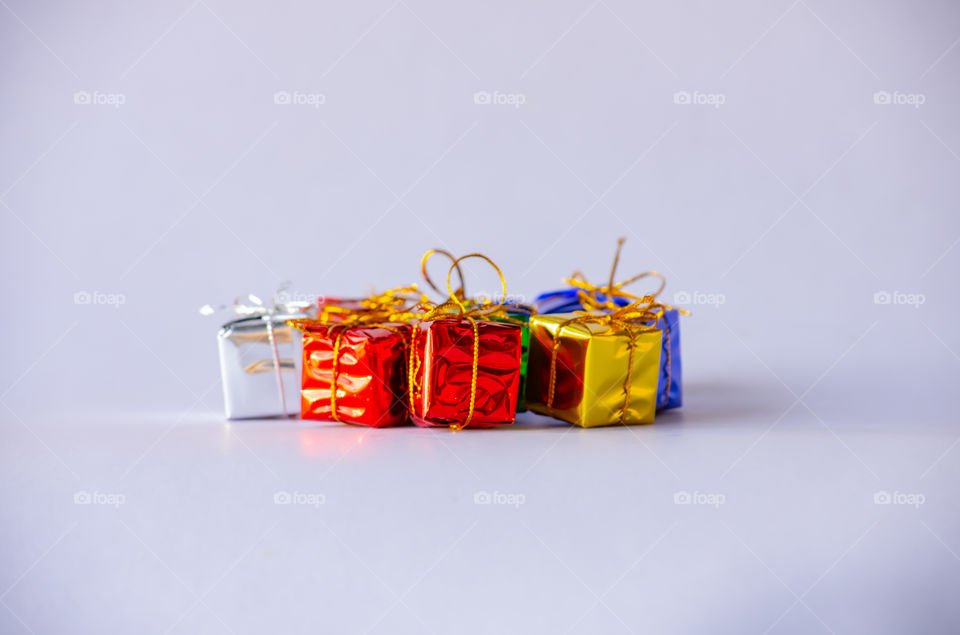 Colorful gift boxes For Festivals on the White Blackground