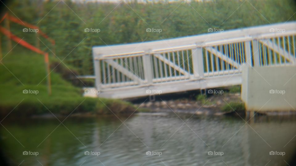 bridge falling at the lake