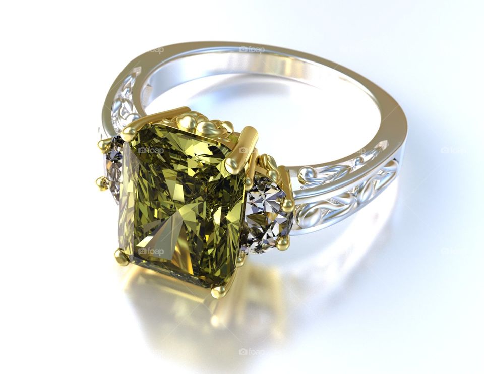 5.12ct Yellow Green Diamond Ring