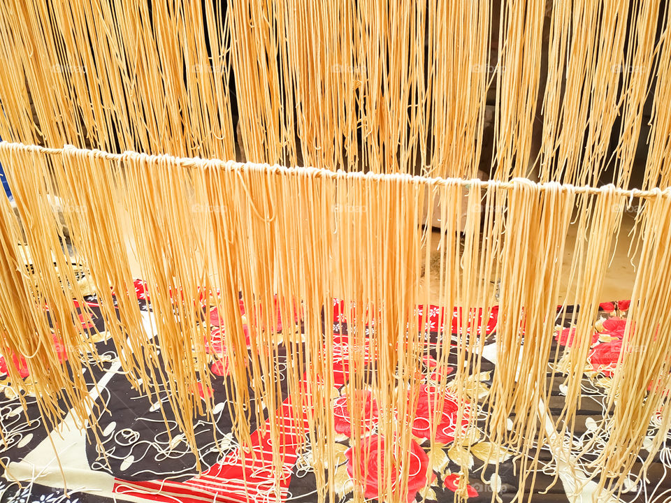 Dried Saviyan rope made of dough to dry in the sun.Seviyan is made in India in the month of Sawan.