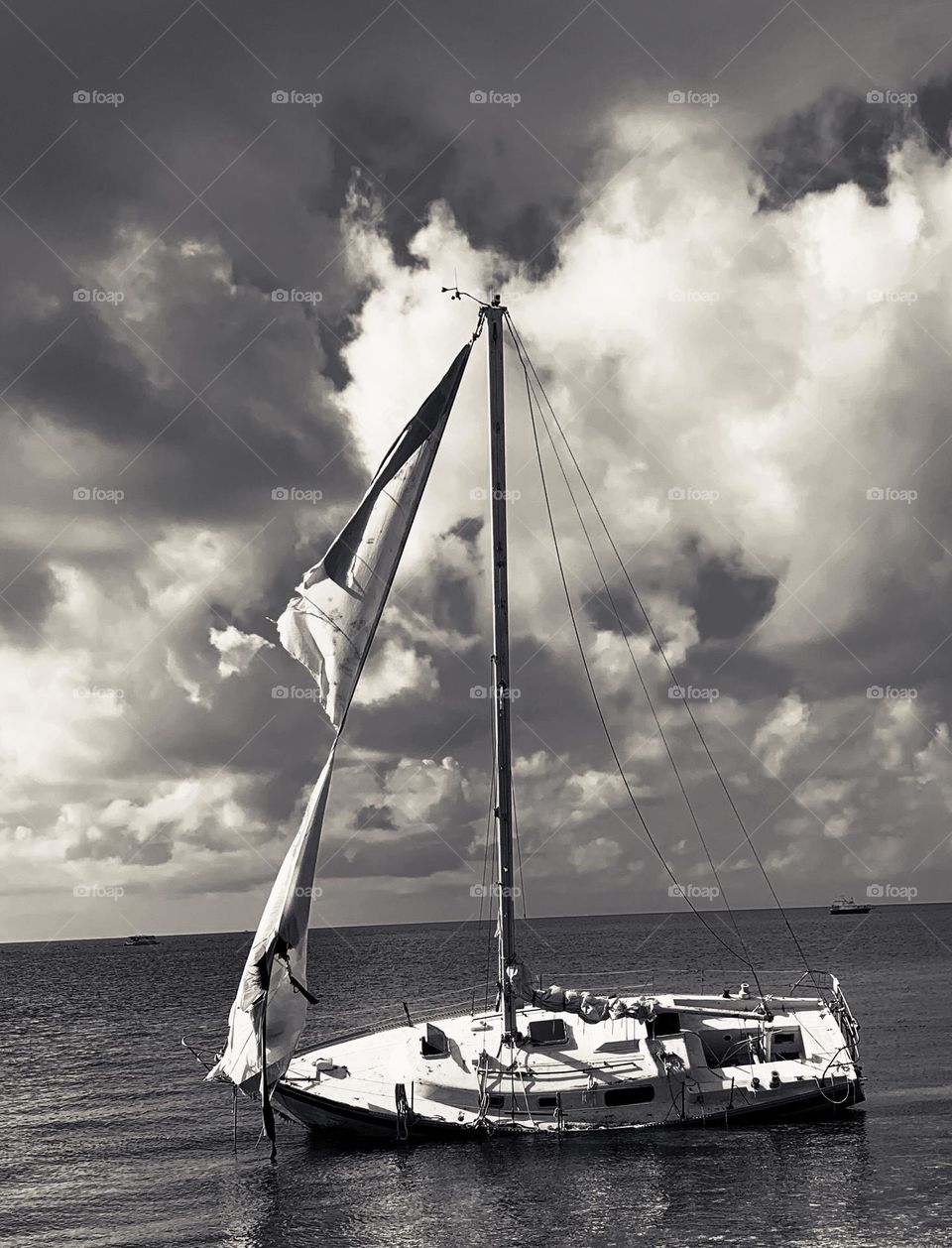 An abandoned boat is beaches and left alone