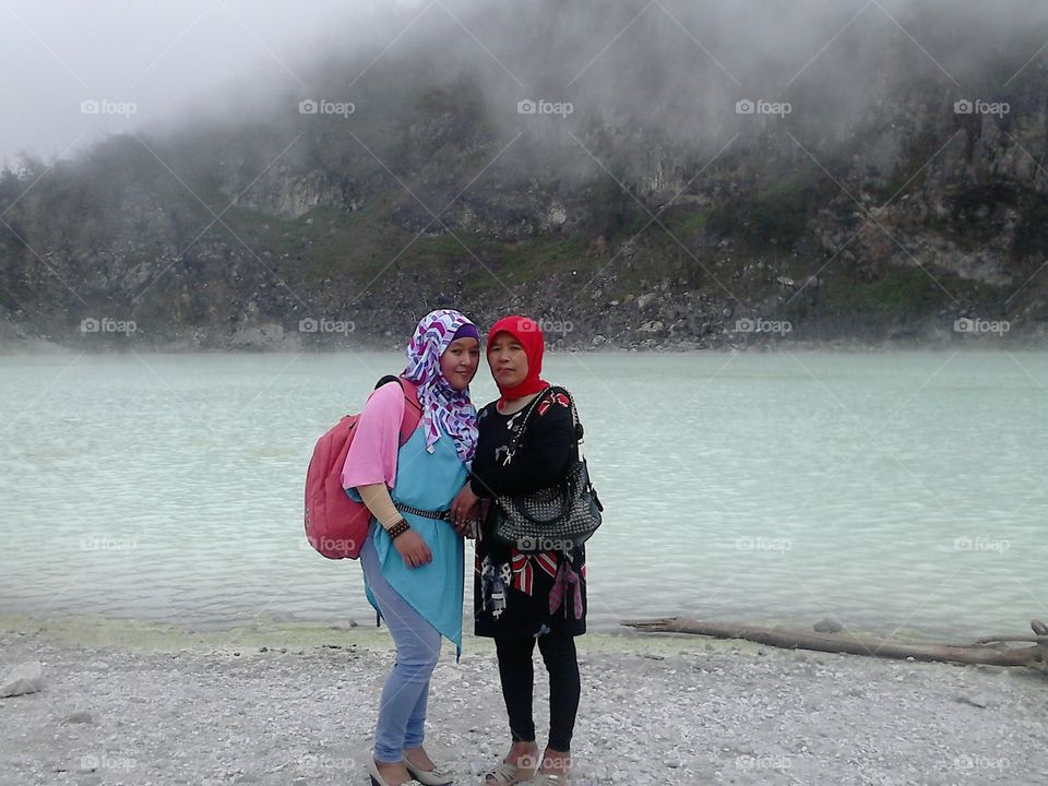 me and my mom. at ciwidey white crater