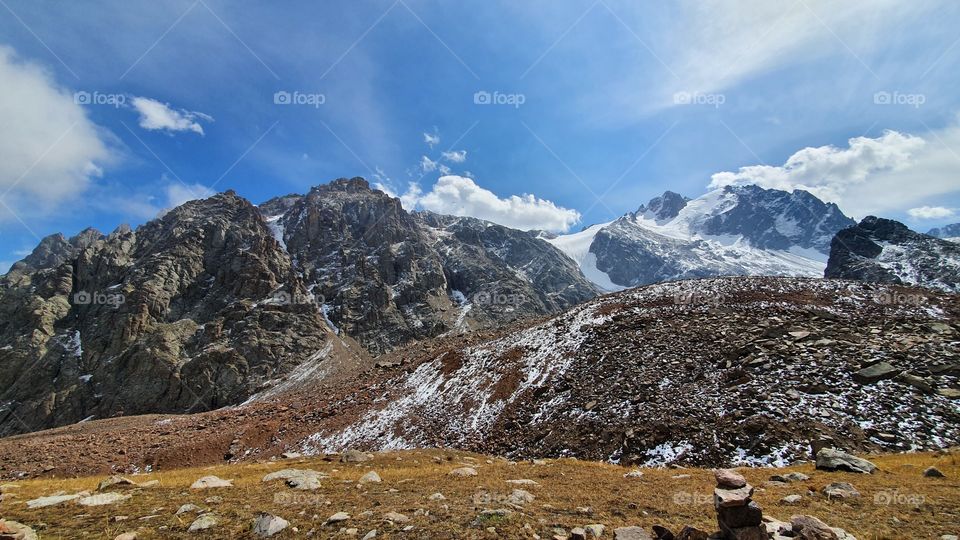Almaty mountains peaks and glacier