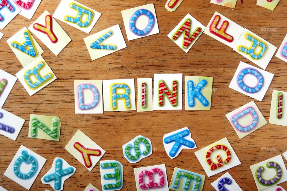 word drink in colorful letters. word drink spelled in colorful letters