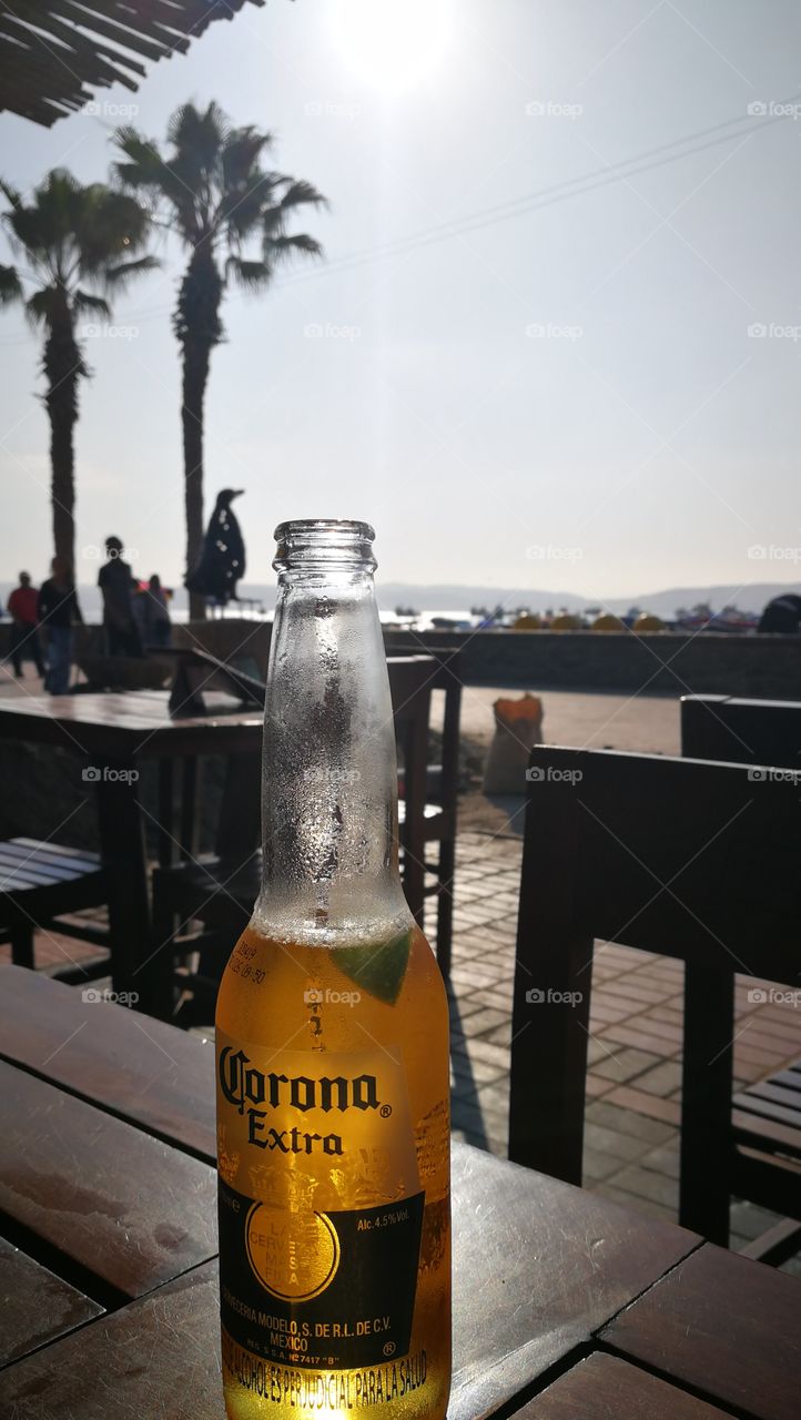 Drinking 🍺 beer by the ocean